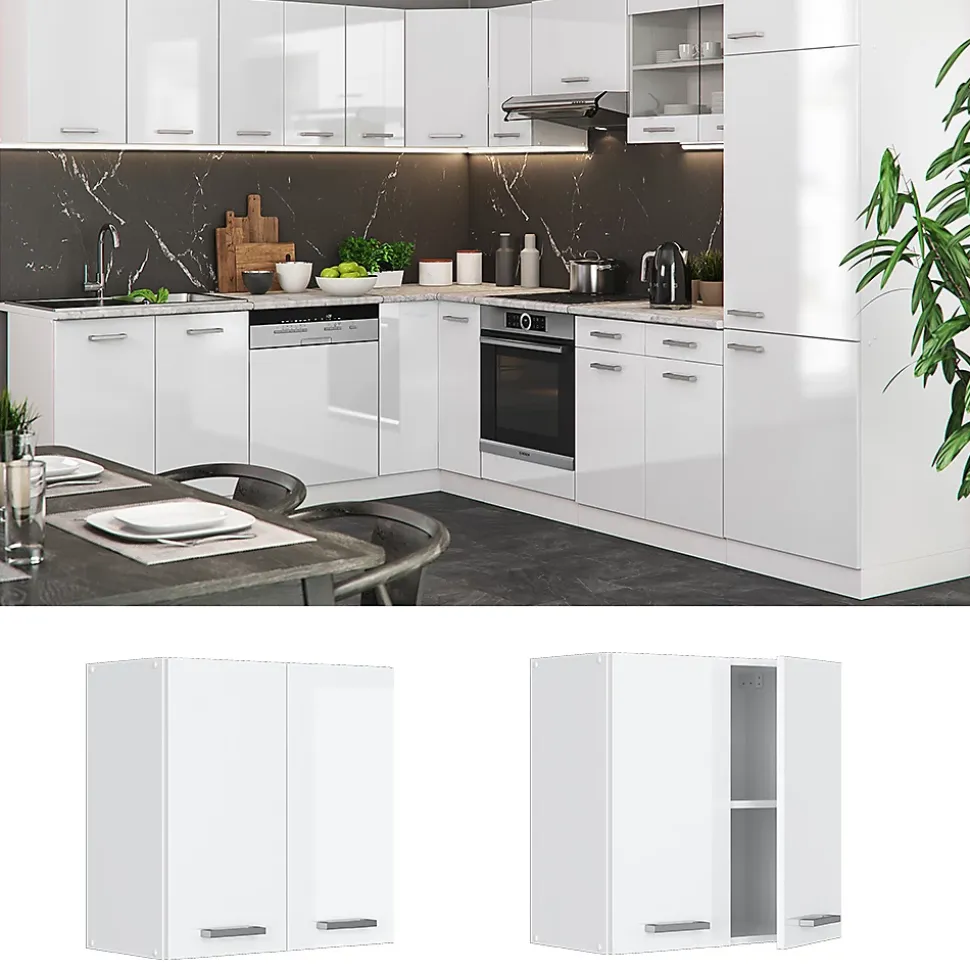 Vicco Elément haut de cuisine Blanc Haute brillance 60cm