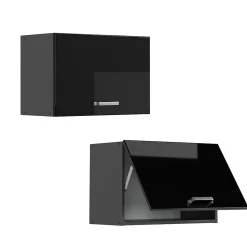 Vicco Elément haut de cuisine Noir Haute brillance 60cm Plat