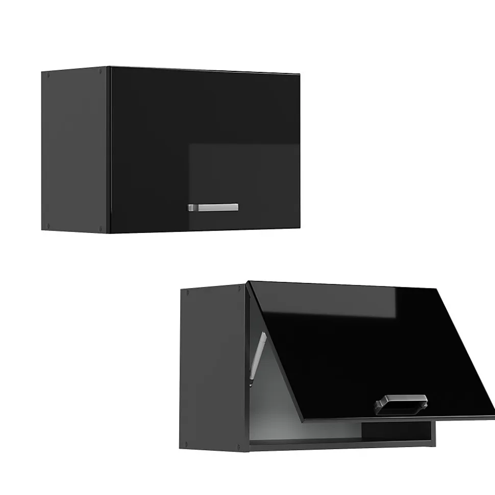 Vicco Elément haut de cuisine Noir Haute brillance 60cm Plat