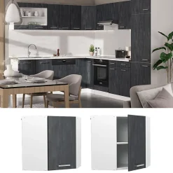 Vicco Elément haut de cuisine Béton noir 57cm