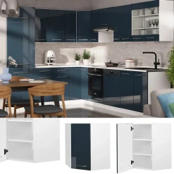 Vicco Elément haut de cuisine Bleu foncé brillant 57cm