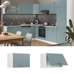 Vicco Elément haut de cuisine Bleu-gris 60cm Plat