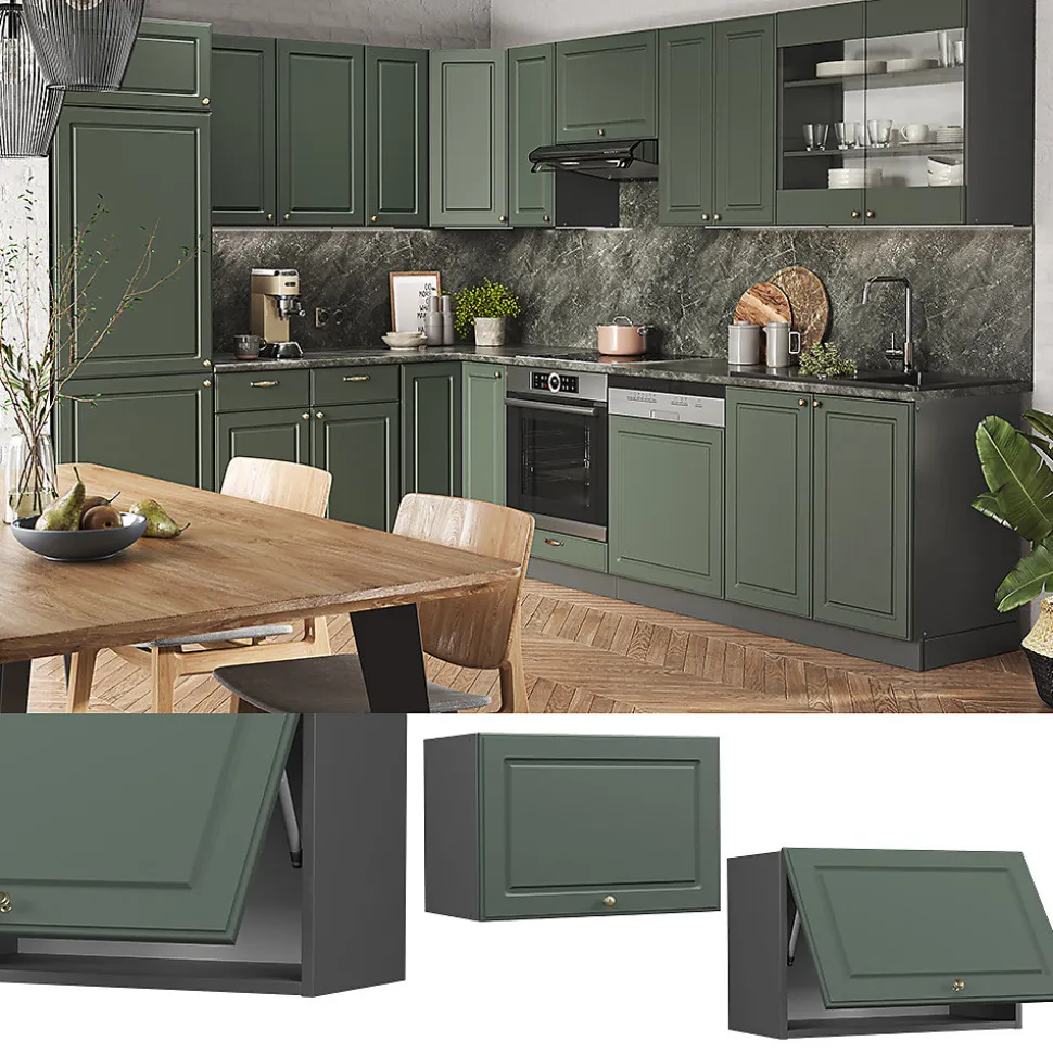 Vicco Elément haut de cuisine Vert Or Campagne 60cm Plat