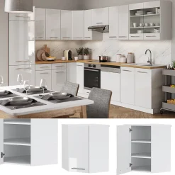 Vicco Elément haut de cuisine Blanc Haute brillance 57cm