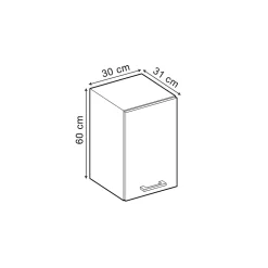 Vicco Elément haut de cuisine Noir Haute brillance 30cm