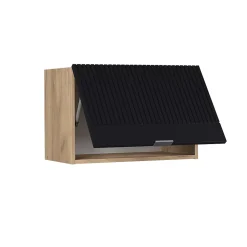 Vicco Elément haut de cuisine Noir rayé 60cm Plat