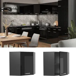 Vicco Elément haut de cuisine Noir Haute brillance 57cm