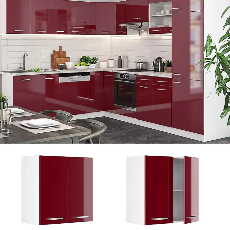 Vicco Elément haut de cuisine Rouge brillant 60cm