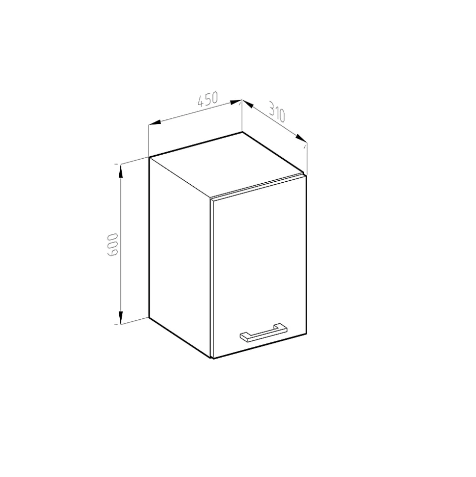 Vicco Elément haut de cuisine Chêne de force doré 45cm J-Shape