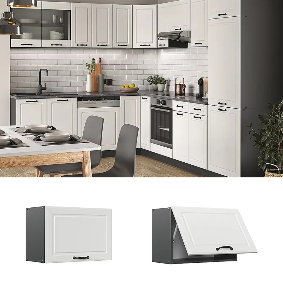 Vicco Elément haut de cuisine Blanc campagne 60cm Plat