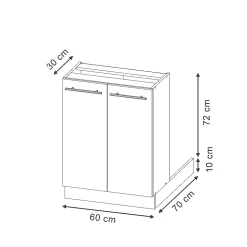 Vicco Ilot de cuisine Panneau en chêne 60cm sans plan de travail