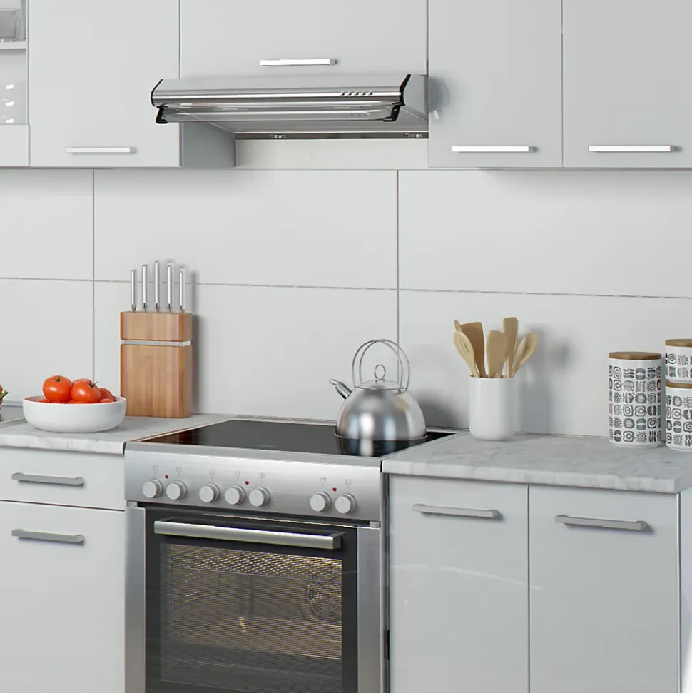 Vicco Ligne de cuisine Blanc Haute brillance 240cm , PT Marbre avec bande LED