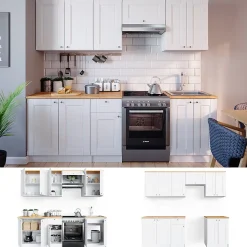 Vicco Ligne de cuisine Blanc 240cm , PT Goldkraft