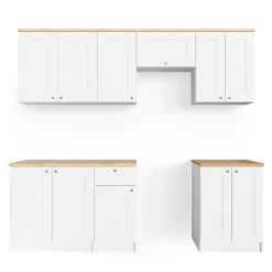 Vicco Ligne de cuisine Blanc 240cm , PT Goldkraft