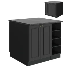 Vicco Îlot de cuisine Anthrazit-Gold Landhaus 90cm sans PT