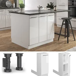 Vicco Îlot de cuisine Blanc Haute brillance 30cm sans PT