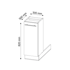 Vicco Îlot de cuisine Blanc Haute brillance 30cm sans PT
