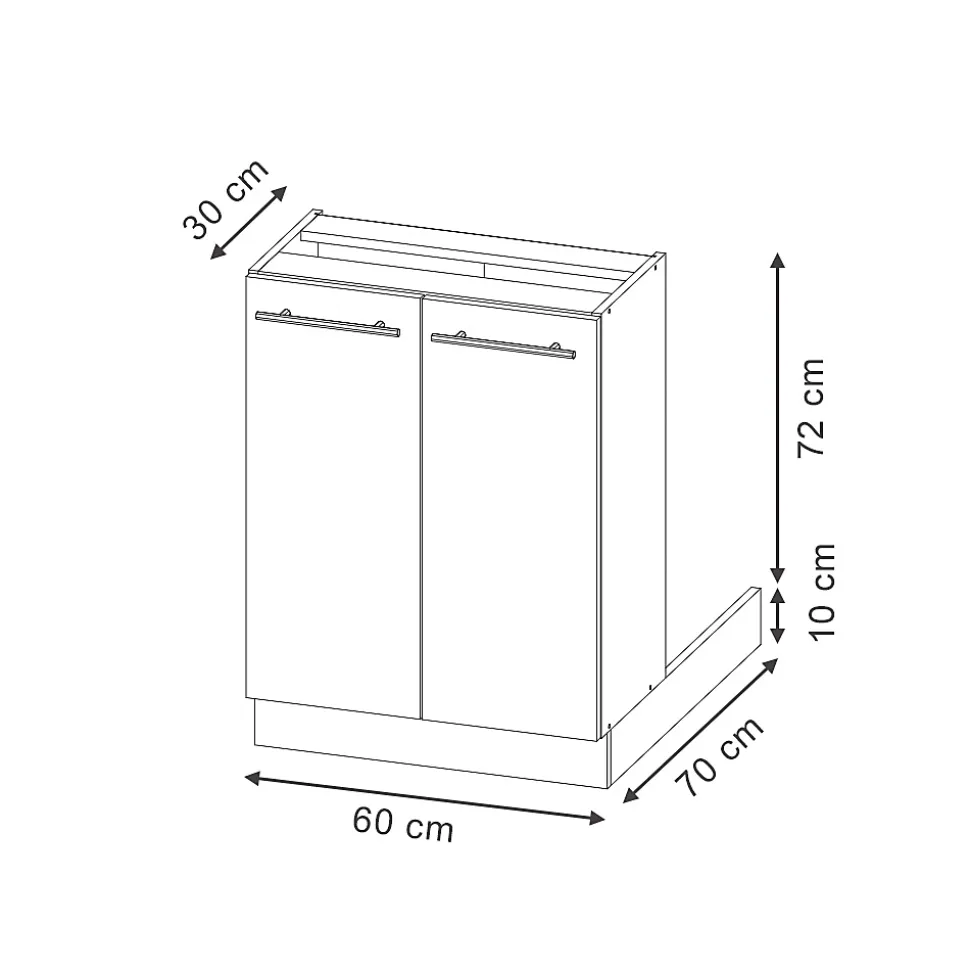Vicco Îlot de cuisine Blanc campagne 60cm sans PT