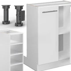 Vicco Îlot de cuisine blanc brillant/blanc 90cm sans PT