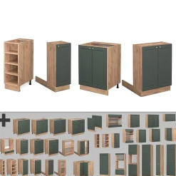 Vicco Îlot de cuisine Chêne vert et or/chêne doré 90cm sans PT