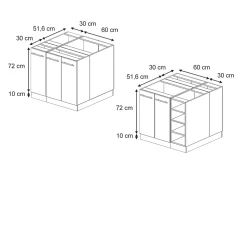 Vicco Îlot de cuisine Chêne de force doré 90cm avec tiroir, sans PT