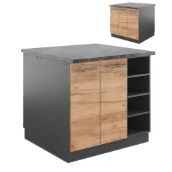 Vicco Îlot de cuisine Chêne doré/anthracite 90cm sans PT