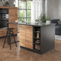 Vicco Îlot de cuisine Chêne doré/anthracite 90cm sans PT