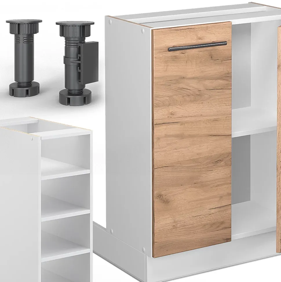 Vicco Îlot de cuisine Chêne doré/blanc 90cm sans PT