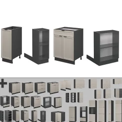 Vicco Îlot de cuisine GrisBeige 90cm avec tiroir, sans PT