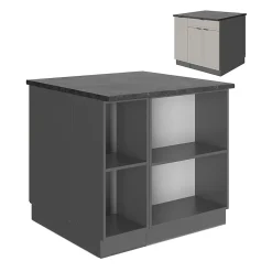 Vicco Îlot de cuisine GrisBeige 90cm avec tiroir, sans PT