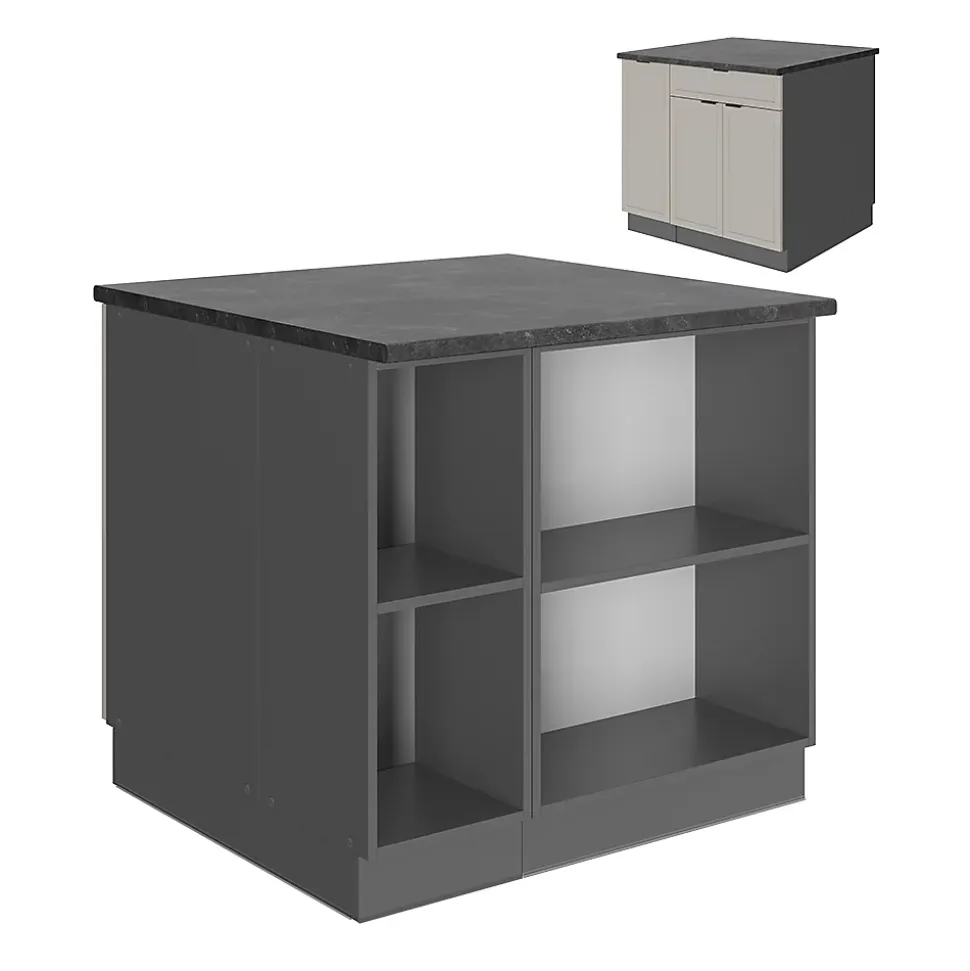 Vicco Îlot de cuisine GrisBeige 90cm avec tiroir, sans PT