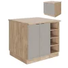 Vicco Îlot de cuisine GrisBeige 90cm sans PT