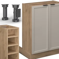 Vicco Îlot de cuisine GrisBeige 90cm sans PT