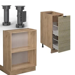 Vicco Îlot de cuisine Panneau en chêne 90cm avec tiroir, sans plan de travail