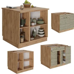 Vicco Îlot de cuisine Panneau en chêne 90cm avec tiroir, sans plan de travail