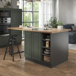 Vicco Îlot de cuisine Vert et or campagne/anthracite 90cm sans PT