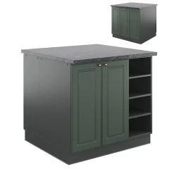 Vicco Îlot de cuisine Vert et or campagne/anthracite 90cm sans PT