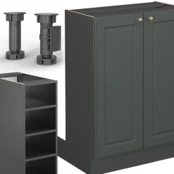 Vicco Îlot de cuisine Vert et or campagne/anthracite 90cm sans PT