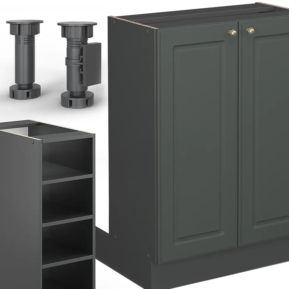 Vicco Îlot de cuisine Vert et or campagne/anthracite 90cm sans PT