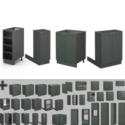 Vicco Îlot de cuisine Vert et or campagne/anthracite 90cm sans PT