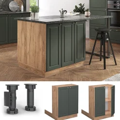 Vicco Îlot de cuisine Vert Or Campagne 60cm sans PT