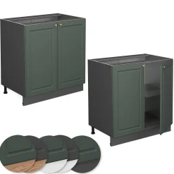 Vicco Meuble bas de cuisine Vert Or Campagne 80cm avec étagère, sans PT