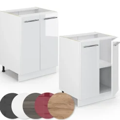 Vicco Meuble bas de cuisine Blanc Haute brillance 60cm sans PT