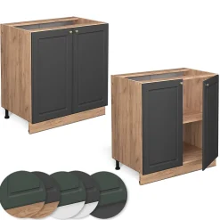 Vicco Meuble bas de cuisine Anthracite-or 80cm avec étagère, sans PT