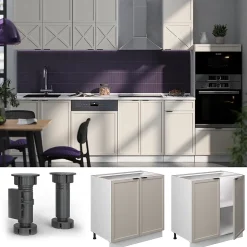 Vicco Meuble bas sous-évier GrisBeige 80cm avec étagère, sans PT