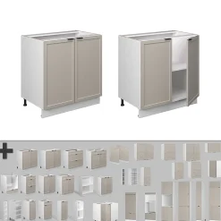 Vicco Meuble bas sous-évier GrisBeige 80cm avec étagère, sans PT