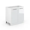Vicco Meuble bas sous-évier Blanc Haute brillance 80cm avec étagère, sans PT