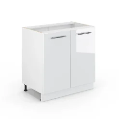 Vicco Meuble bas sous-évier Blanc Haute brillance 80cm avec étagère, sans PT
