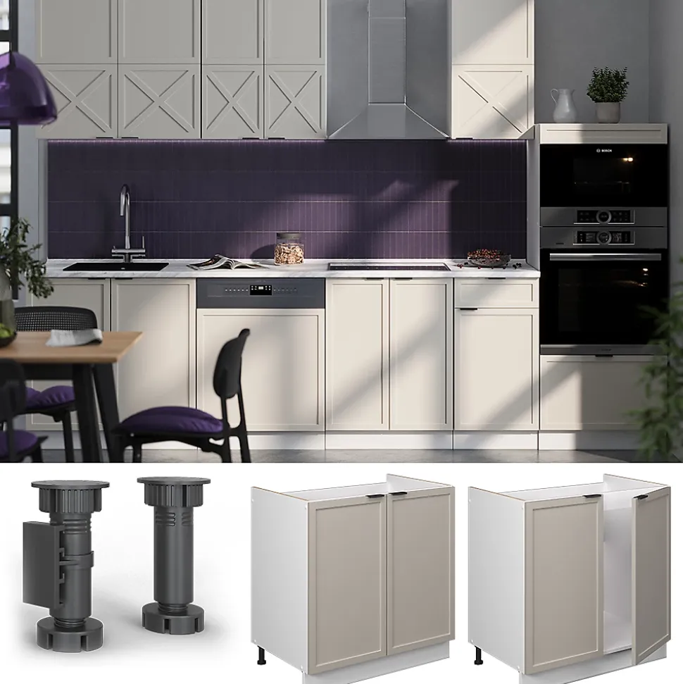 Vicco Meuble bas sous-évier GrisBeige 80cm sans PT