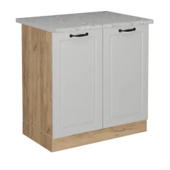 Vicco Meuble bas sous-évier Blanc campagne 80cm PT Marbre